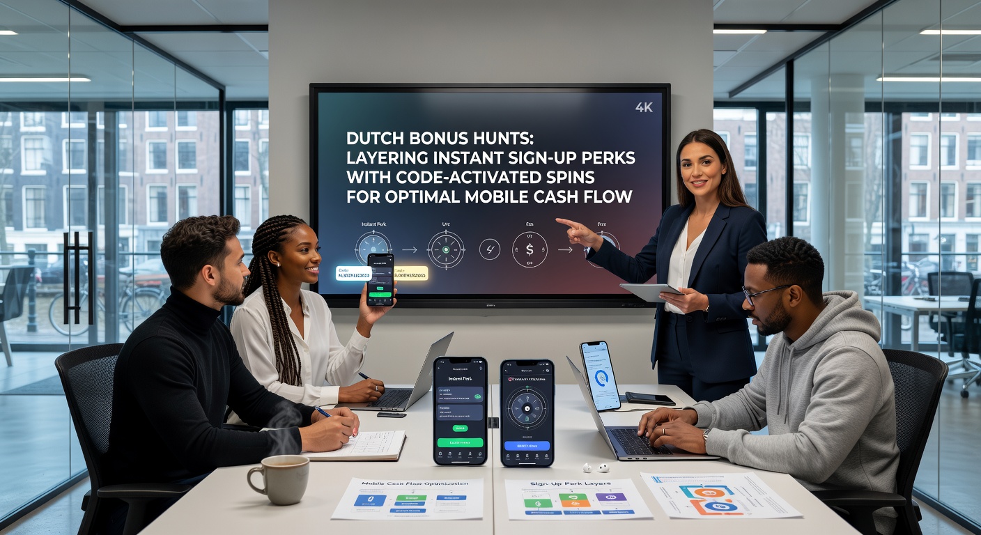 Schermafbeelding van een mobiel casino-app met actieve bonuscodes en draaiende slots, typisch voor Nederlandse bonusjachten