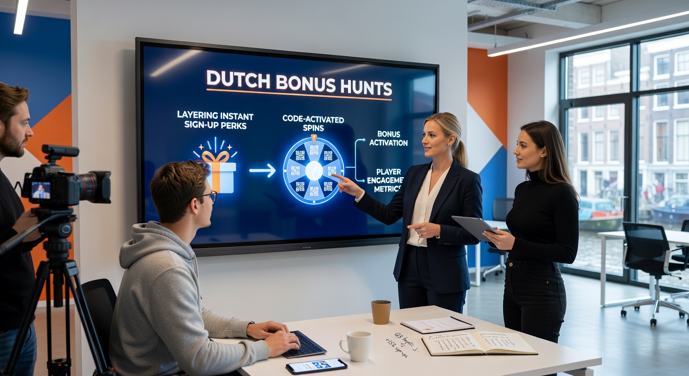 Close-up van een smartphone met geactiveerde bonuscode en draaiende free spins op een Nederlands casino-platform, illustrerend layering-technieken