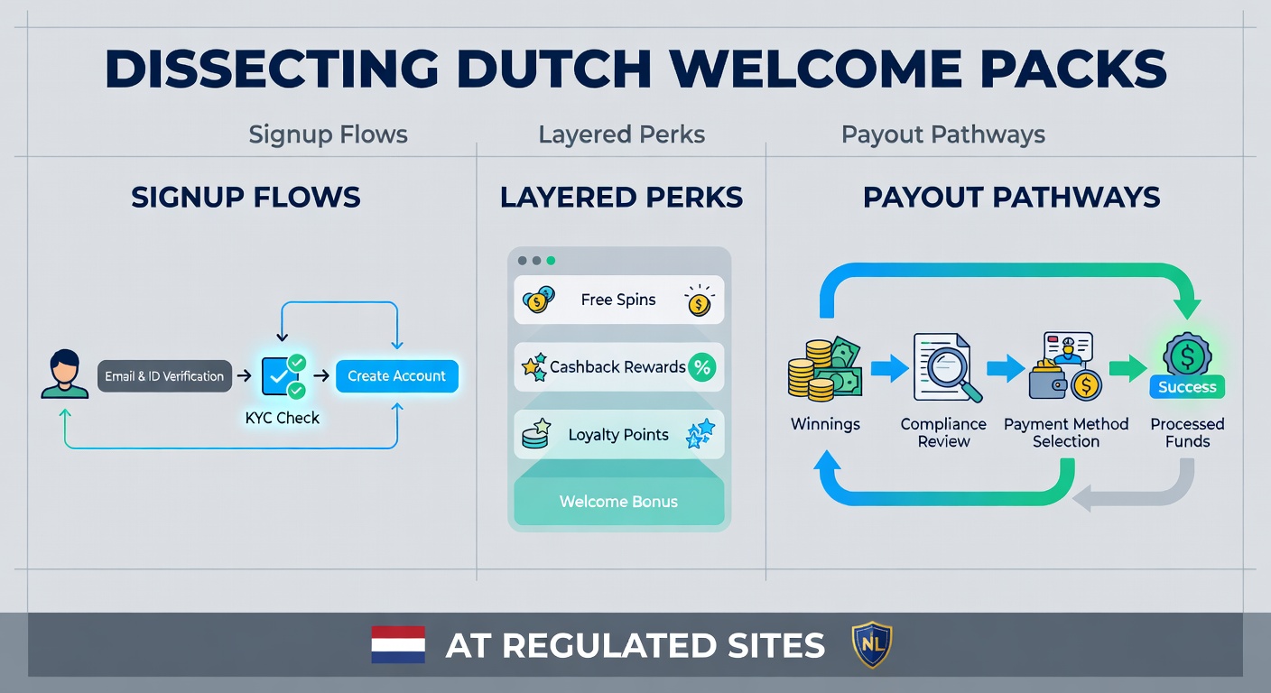 Schermafbeelding van een typisch Nederlands welkomstpakket met bonusstructuur en aanmeldknoppen op een gereguleerde casino-site
