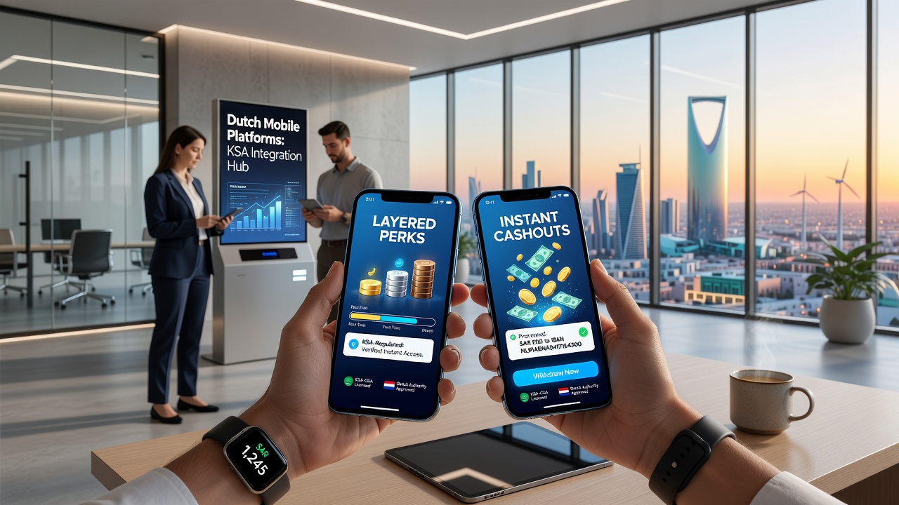 Speler die een mobiele app gebruikt voor het beheren van bonussen en snelle uitbetalingen