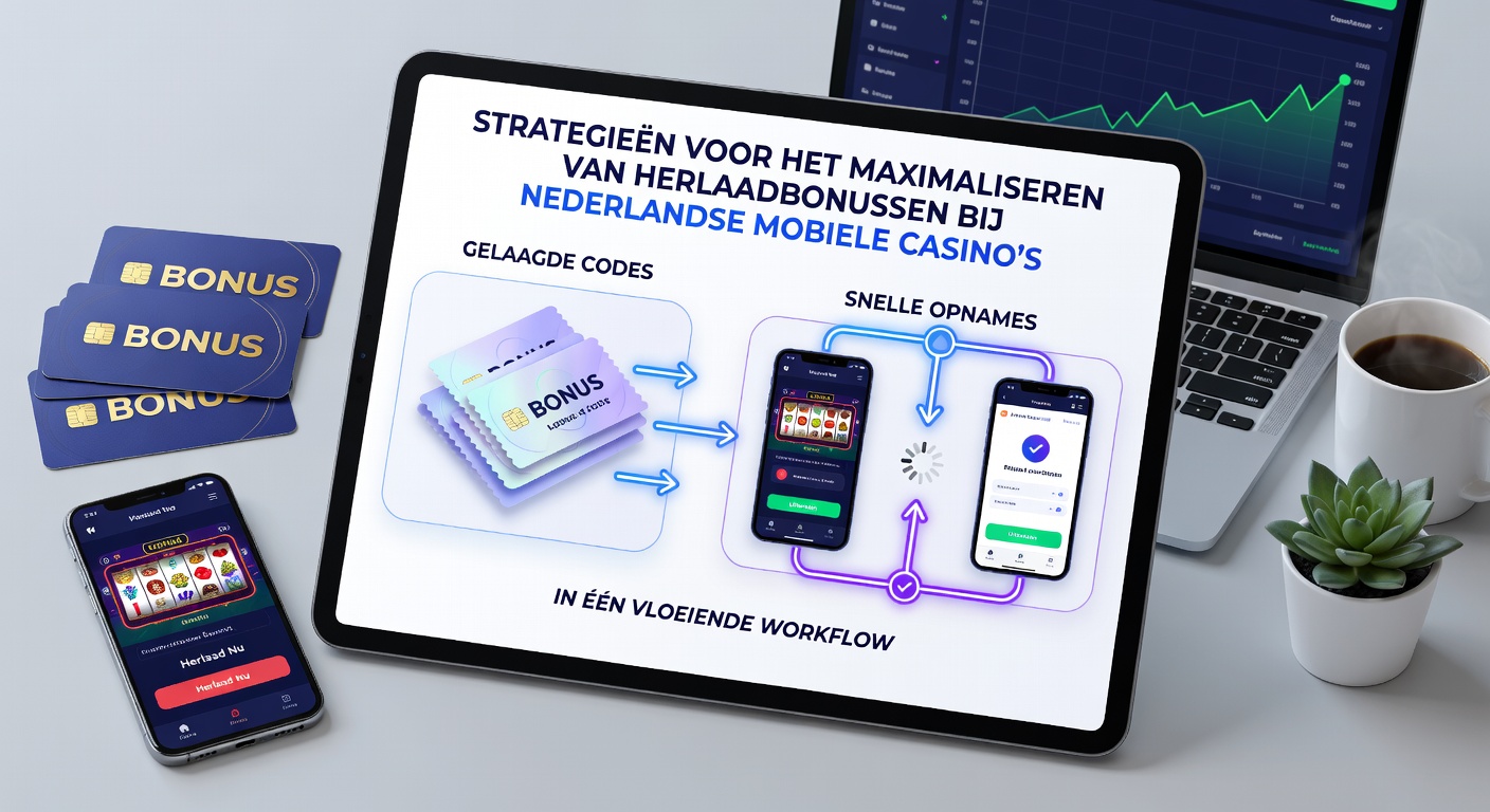 Mobiele casino app met herlaadbonus interface op een smartphone, tonen code-invoer en uitbetalingsopties